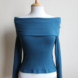 NWT Teal Madewell off the shoulder Sweater Medium